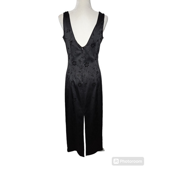 90's Y2K Byer too! Black Floral Whimsey Goth Vampire Formal Dress VTG Sz 11 - Picture 2 of 7